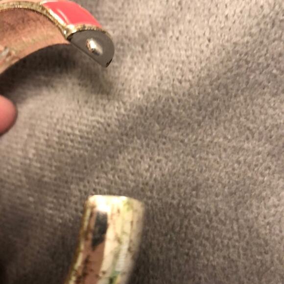 Pink Mosaic Bracelet with Rhinestones Silvertone Metal Bangle Art Deco Artsy - Picture 4 of 7